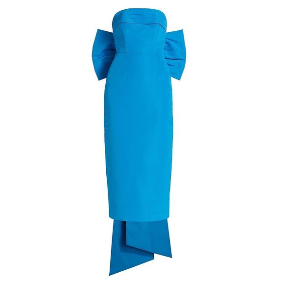 NWT Alexia Maria Strapless Margaret Bow Silk Midi Column Dress US8 $1295 - Picture 1 of 10